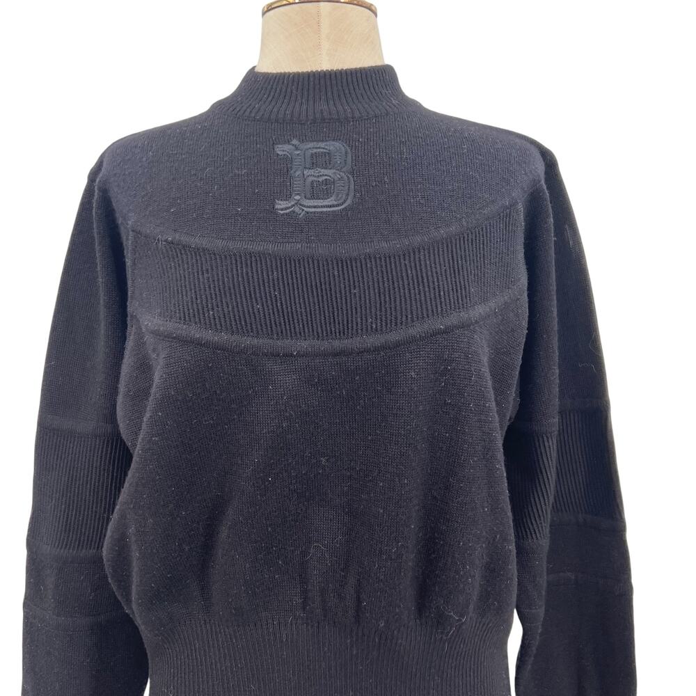 Bogner Vintage 90s‎ Ski Mock Neck Wool Blend Logo Sweater Black Size Small - Picture 5 of 13